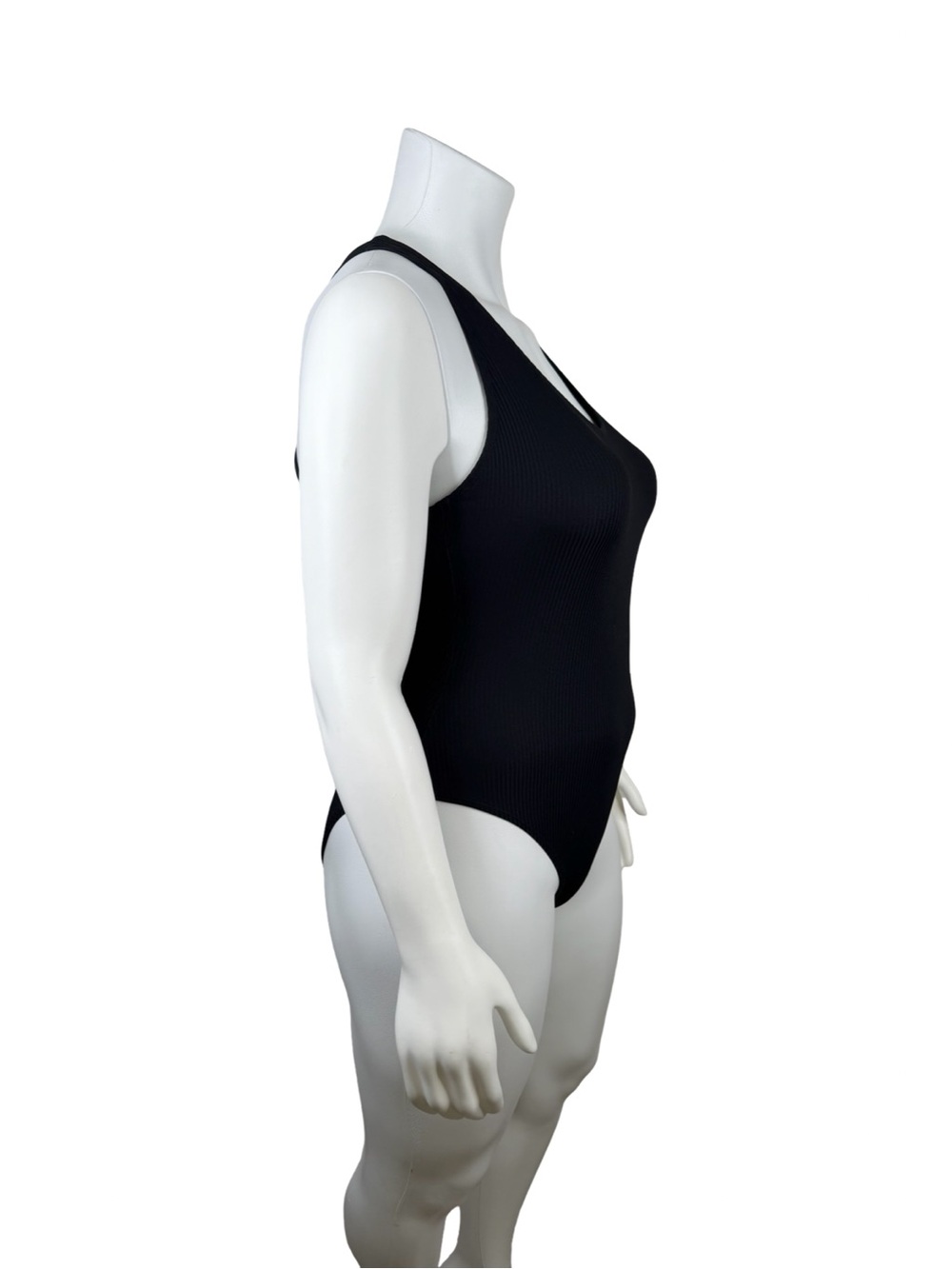 Andie Tulum Crossback Black Ribbed Scoop Neck One-Piece Swimsuit Sz. L NWT - Picture 2 of 5